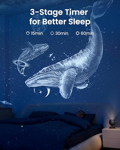 Galaxy Star Projector Black - Rechargeable Night Light with 5K Discs & 2MP Lens