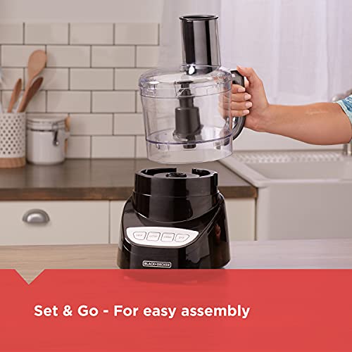 BLACK+DECKER 8-Cup Food Processor with Shred & Slice Disc, Reversible Blade, Food Grater Accessory, 450W
