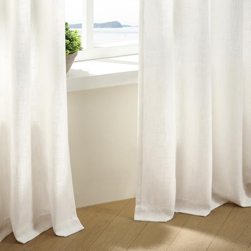 Pinch Pleated Linen Curtains 100 Inch Wide x 96 Inch Length - Natural, Pack of 1