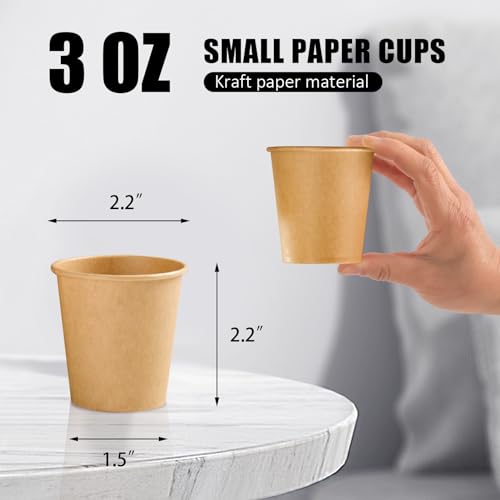 Clawsoff 1200 Pack 3oz Disposable Kraft Paper Cups - Eco-Friendly Bathroom & Party Drinkware Brown