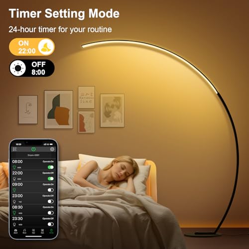 Matte Black RGB Floor Lamp - 67 Inch Ultra-Wide Coverage, 3 Color Temperatures, Music Sync, Remote Control