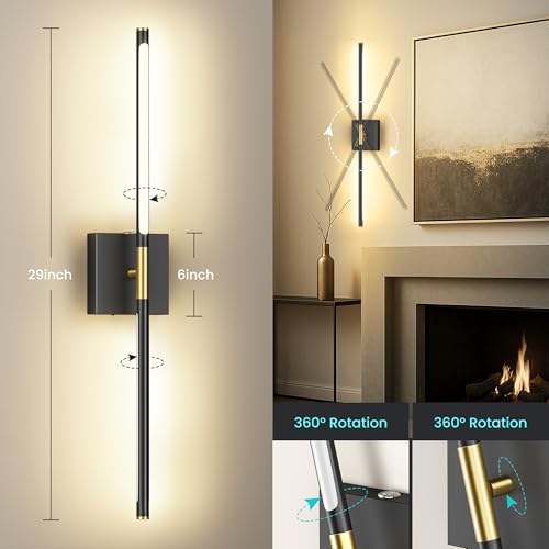 10000mAh Battery Operated Wall Sconces Set of 2 - Black Gold Variation