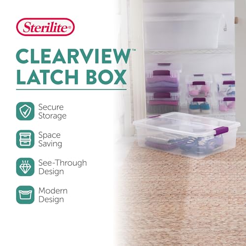 32 Quart ClearView Plastic Storage Box - Pack of 6, Latch Lid Organizers
