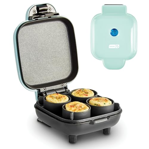 Aqua Dash Deluxe Egg Bite Maker with 1 Large & 4 Mini Silicone Cups - Electric Breakfast & Snack Maker