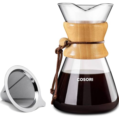 34oz Pour Over Coffee Maker with Double Layer Stainless Steel Filter - Clear Variation
