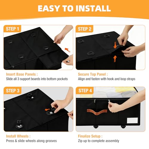 VatFott Black 2-Pack Under Bed Storage with Wheels, 11-inch Dorm Organizer