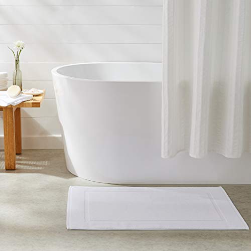 Amazon Basics 6-Pack 20x30 Inch White Cotton Bath Mats - Soft, Absorbent, Machine Washable