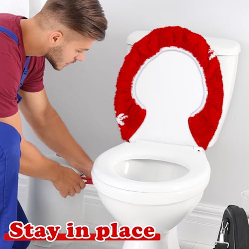 FYSUIMU Christmas Toilet Seat Cover Red White Winter Snowflake Soft