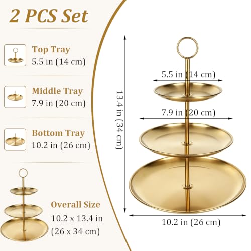 Gold 3-Tier Cake Stand Set - Stainless Steel Dessert Display Tower for Parties