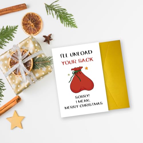 UUEFKTN #2 Cheeky Christmas Card for Husband Boyfriend - Funny Rude Holiday Greeting