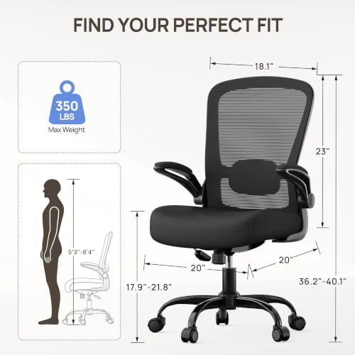 Ergonomic Office Chair with Adjustable Lumbar & 135° Recline - Modern Black