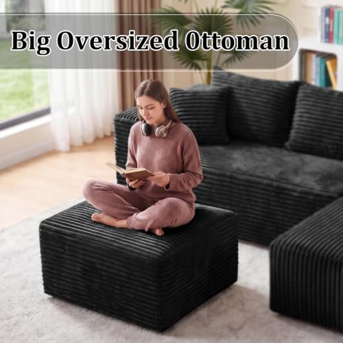 Black Boneless Ottoman Cloud Foot Rest - Modular Sectional Couch Ottoman
