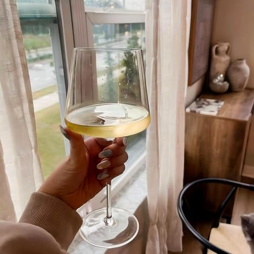 6 Pack Lead-Free Crystal Wine Glasses Set - 6-18oz Hand Blown Stemware
