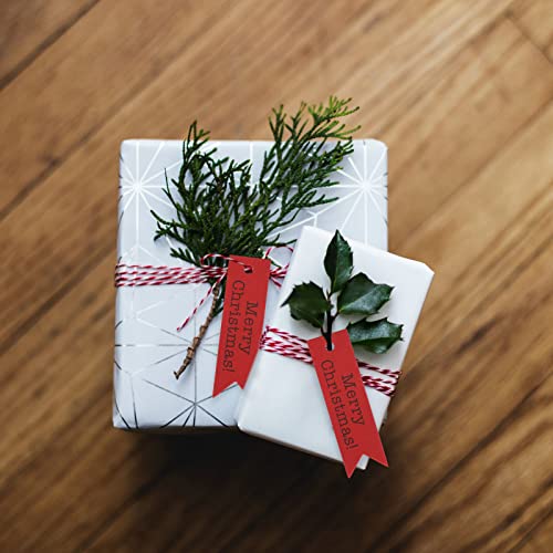 JijAcraft Merry Christmas Red Gift Tags - 100 Pcs Holiday Labels with String