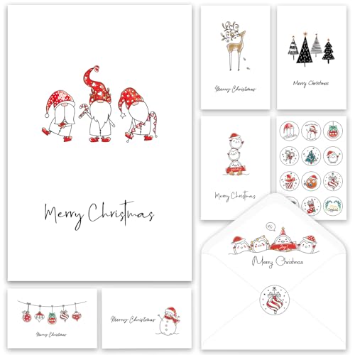 Christmas Cards - Pack of 24, 6 Assorted Designs Merry Christmas Cards with Envelopes - Bulk Boxes card - Perfect to Send Warm Holiday Wishes to Friends and Family - 4" x 6"
