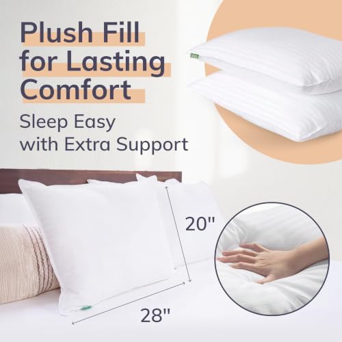 Queen Size Bed Pillows Set of 2 - Ultra-Soft Cooling Down Alternative Support
