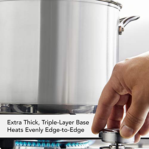 8-Quart Stainless Steel Stock Pot with Lid - Induction Compatible, Silver