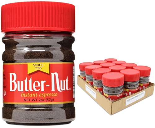 Butter-Nut Instant Dark Roast Espresso Coffee 2oz Pack of 12 - Rich & Smooth
