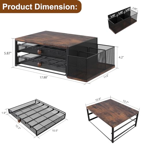 Coffee Pod Organizer Drawer with 60 Capsule Capacity, Adjustable Dividers & Cup Holder
