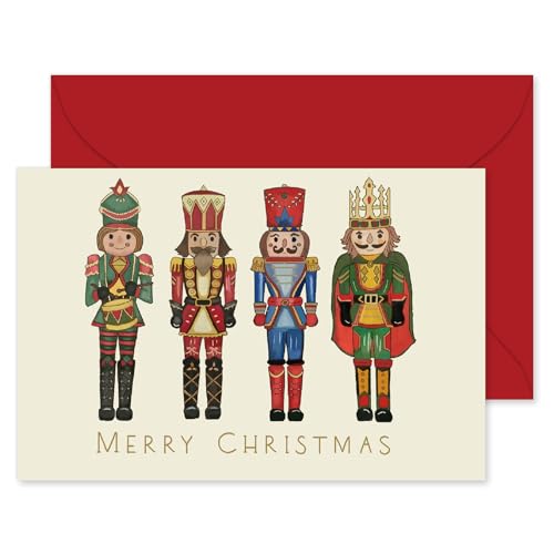 Whaline 24-Pack Christmas Greeting Cards with Envelopes & Stickers, Nutcracker Themed Note Cards 4 x 6