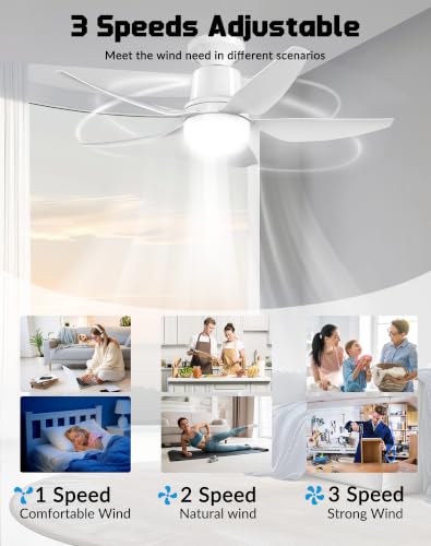 30-Inch Ceiling Fan with Light and Remote, Dimmable LED, Quiet Energy-Saving Motor