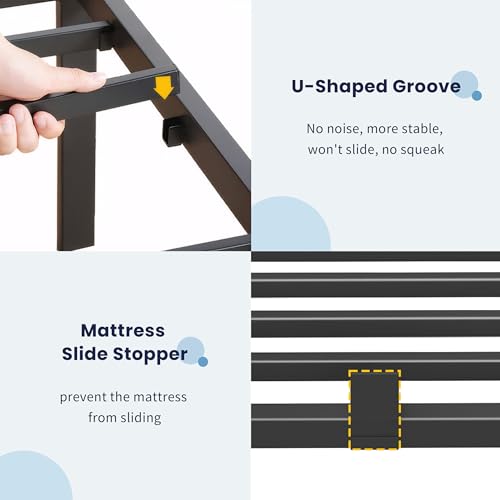 Superay 14 Inch Full Metal Bed Frame with 4 pcs Mattress Stopper