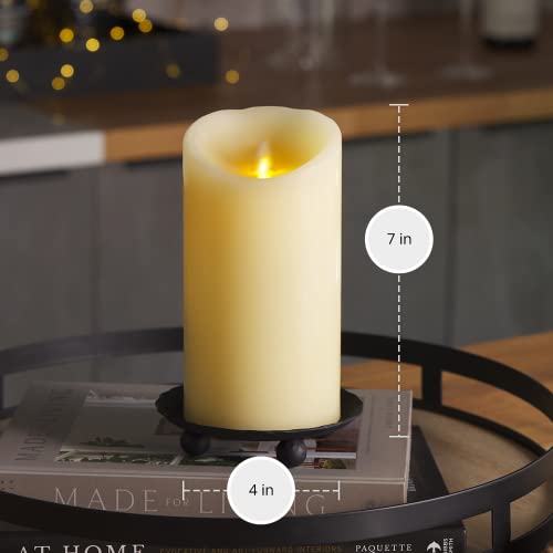 Luminara 4x7 Inch Ivory Flameless LED Candle with Real Wax, Moving Flame, Timer