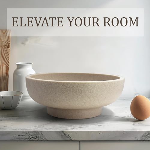 Large Handcrafted Decorative Fruit Bowl in Sand Beige - Modern Home Accent