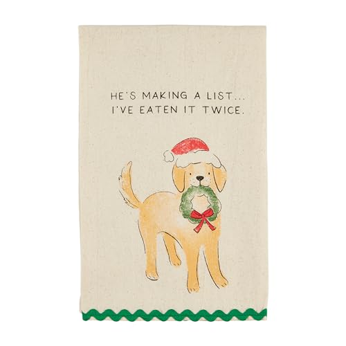 Mud Pie Christmas Pet Towels 26x16.5 Inches with Ric-Rac Trim