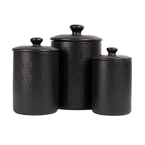 10 Strawberry Street Embossed Marquis Ceramic Kitchen Canister Set,