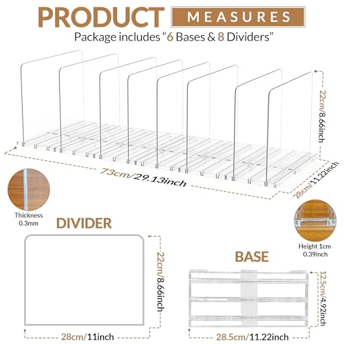 Adjustable Clear Closet Shelf Dividers for Bags & Clothing Storage