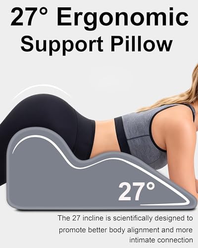 Grey Ergonomic Memory Foam Couples Sex Pillow 27° Wedge for Intimate Support