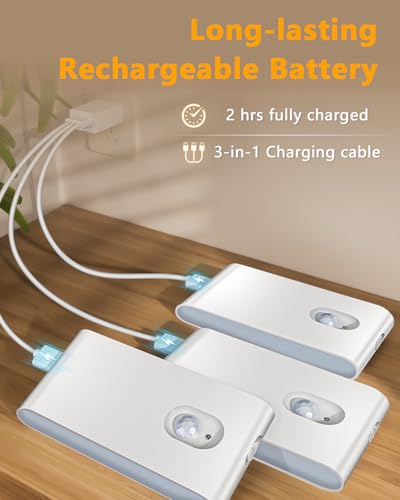 Rechargeable Night Light with Motion Sensor - Warm White Indoor Stair & Cabinet Light 8 Pack