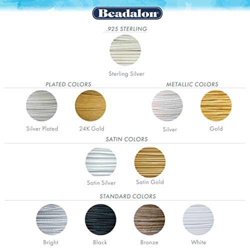 Beadalon 49 Strand Jewelry Wire - Bright .018in / 0.46mm, 100ft / 31m, Flexible Silver Beading Wire - Bright / .018 in / 0.46 mm