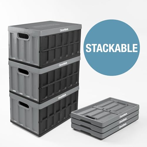 Collapsible Storage Bins with Lids - 62L Ocean 3 Pack Heavy-Duty Plastic Crates