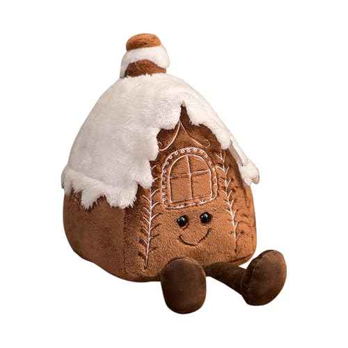 Gingerbread House Pillow, Cute Snow House Plush Throw Pillow 12.5", Stuffed Christmas Holiday Decor