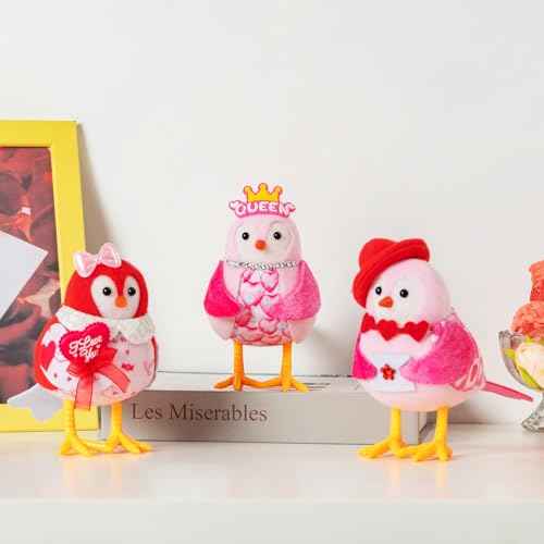 3 PCS Decorations Birds,Love Birds Decor Set of 3 Holding Love Sign Birds, Decorations for Home Table Tray Ornaments,Sweet Gifts for Women