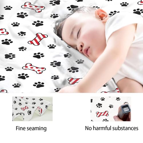 Dog Paw Blanket, Dog Paw Christmas Santa Claus Xmas Truck Blankets, Gift for Girls Dog Paw Lover, 30"x40" Soft Lightweight Plush Throw Blanket for Couch Bed Sofa Decoration