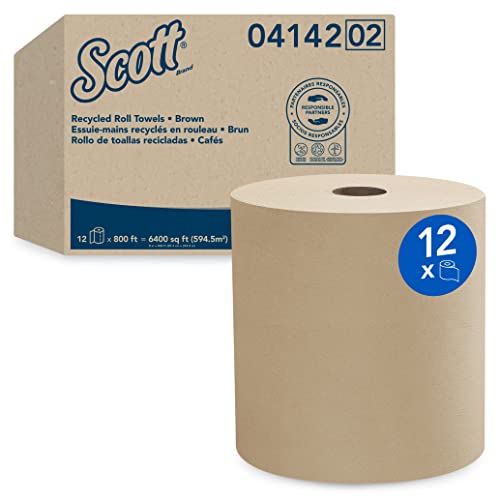 Scott Professional Hard Roll Paper Towels - 800 Feet x 12 Rolls - Recycled Fiber, Absorbent, Bulk Commercial Towels