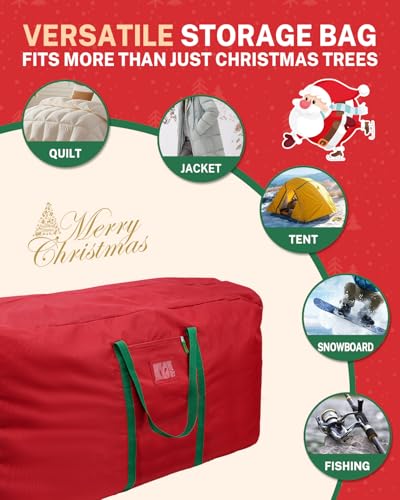 MaidMAX 9ft Christmas Tree Storage Bag with Handles, 63.5x15x27in, Red