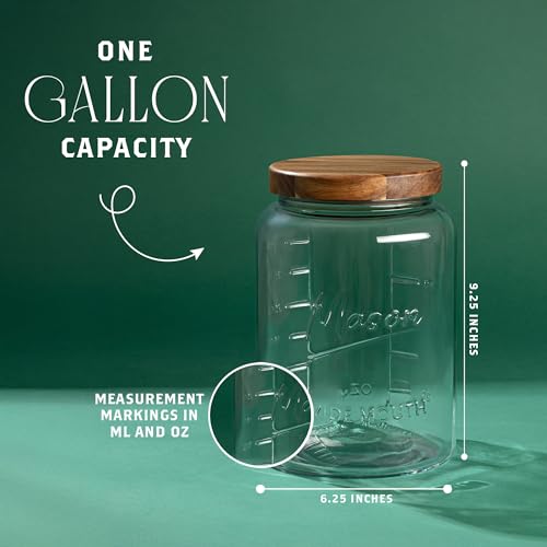 Extra Large 1 Gallon Mason Jar with Airtight Wooden Lid Pack of 1