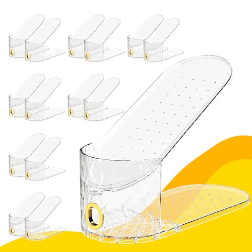 WMBOOX 15 Pack Clear Adjustable Shoe Organizer Slots Space Saver for Closet
