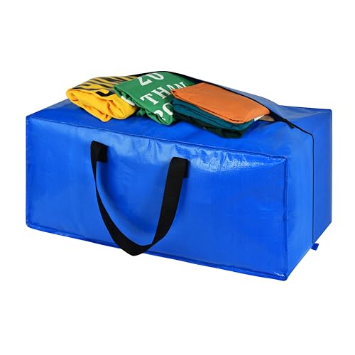 2 Pack Heavy Duty Extra Large Moving Bags Storage Tote - Strong Handles& Backpack Straps - Space Saving Storage Bags Alternative to Moving Boxes and Bins,Compatible with Ikea Frakta Cart, Blue
