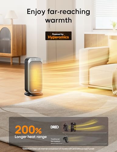 DREO Silver 1500W Portable Space Heater with Remote for Indoor Use