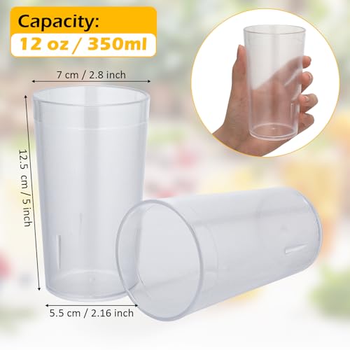 96 Pack 12 oz Reusable Plastic Tumblers - Clear Restaurant Cups - Frosted Design
