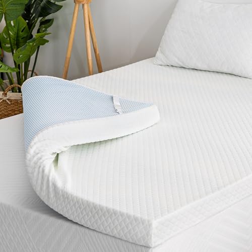 EGOHOME 3-Inch Twin Memory Foam Mattress Topper with Removable Cover – Cooling Gel Support