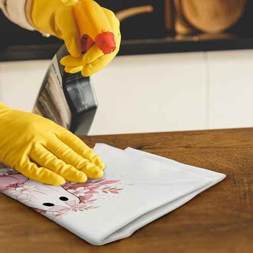 Pink Fall Floral Ghost Halloween Kitchen Towels, Pink Halloween Decor Decorative Dish Tea Hand Towels for Kitchen, Cute Ghost Decor, 16x24 Inch