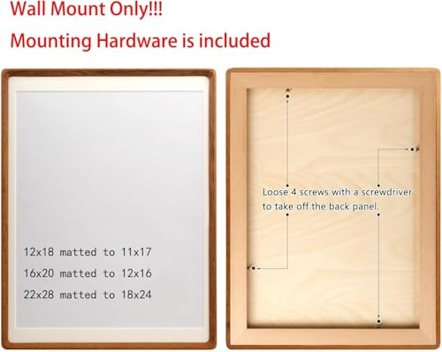 Husteria Walnut 22x28 Solid Wood Picture Frame with Mat for 18x24 Photos