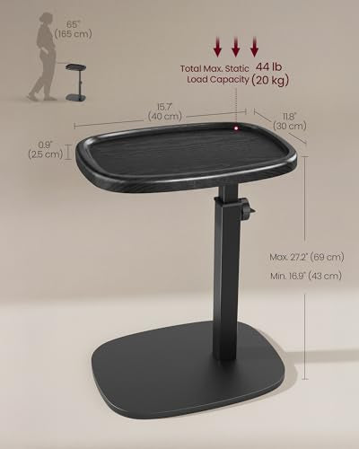 VASAGLE Ink Black C-Shape Adjustable Height Side Table for Couch & Bed