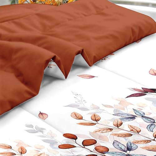 Pamnest Queen Leaf Fall Comforter Set with Sheets 7 Pieces Eucalyptus Bedding